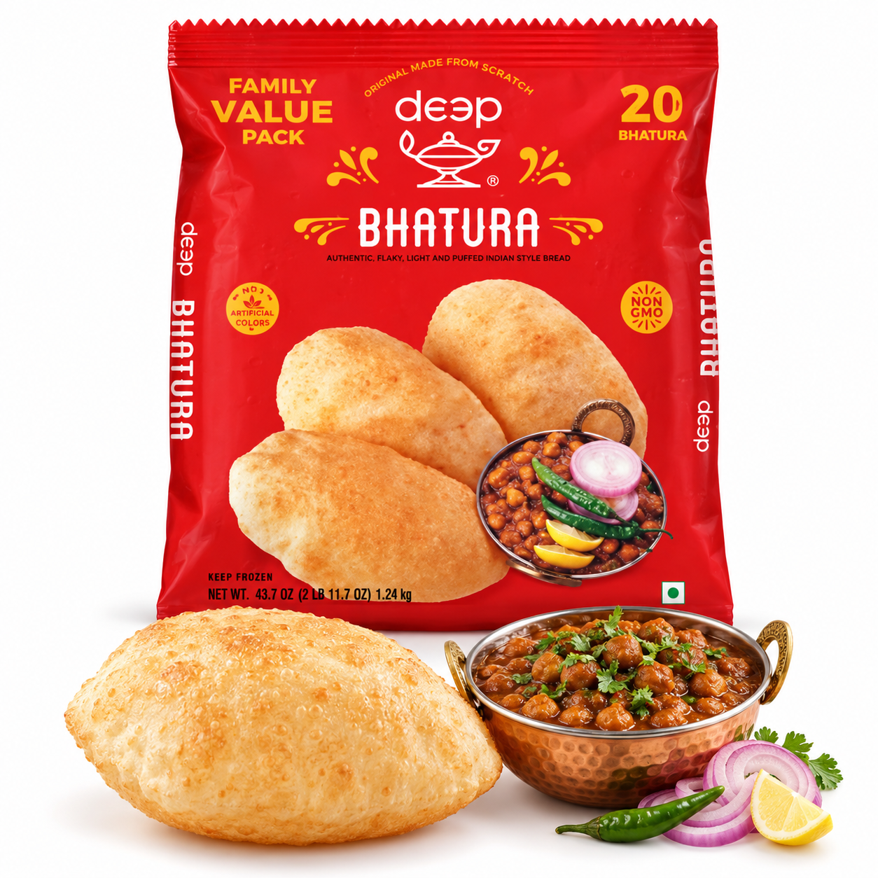 Deep Bhatura Family Pack – 20 Pieces (43.7 oz / 1.24 kg)