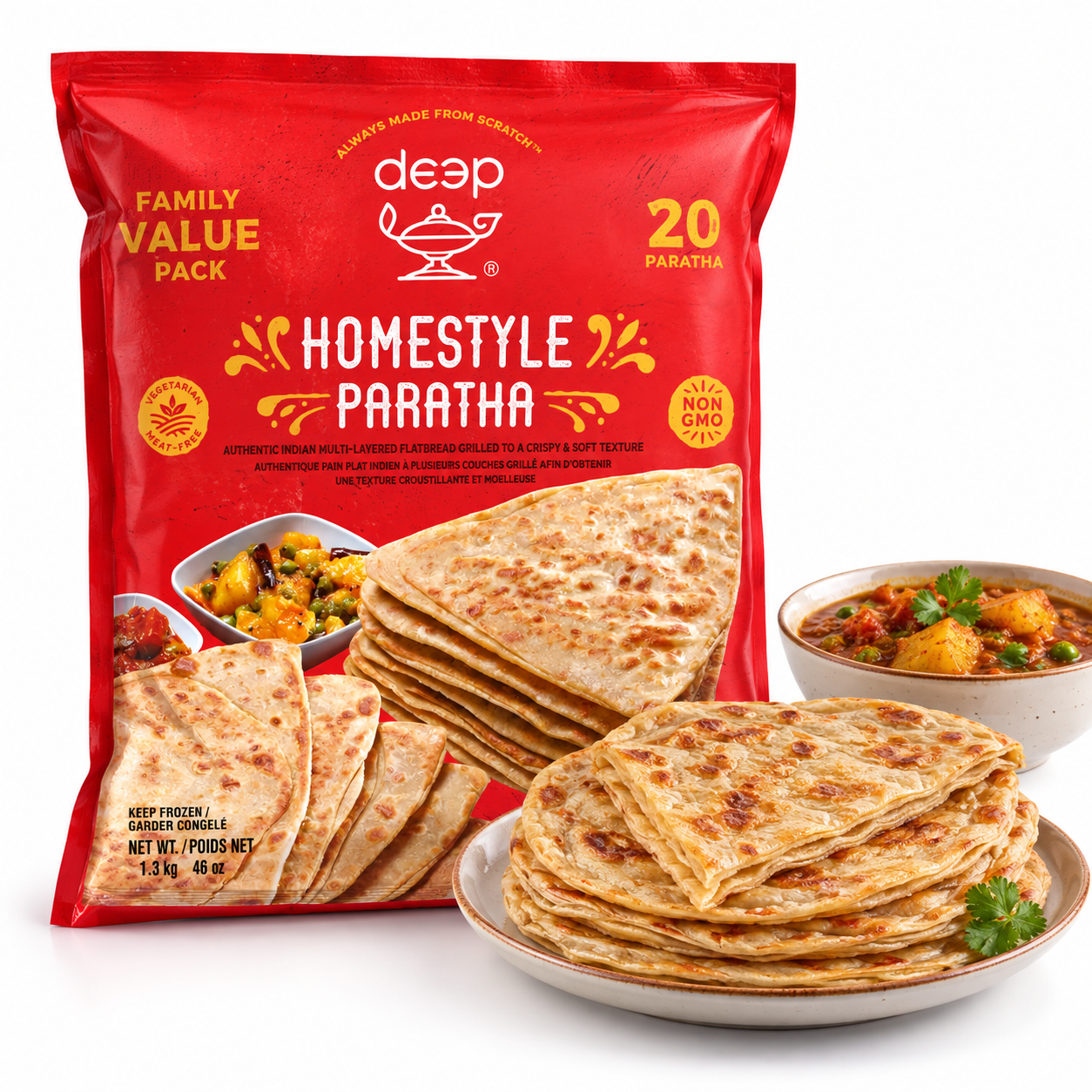 Deep Homestyle Paratha 20 Pack, 1.3 kg | Gullisha Supermarket - Image 2