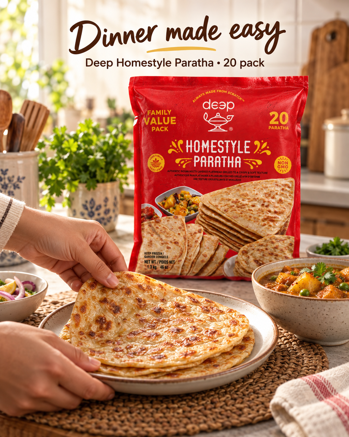 Deep Homestyle Paratha 20 Pack, 1.3 kg | Gullisha Supermarket